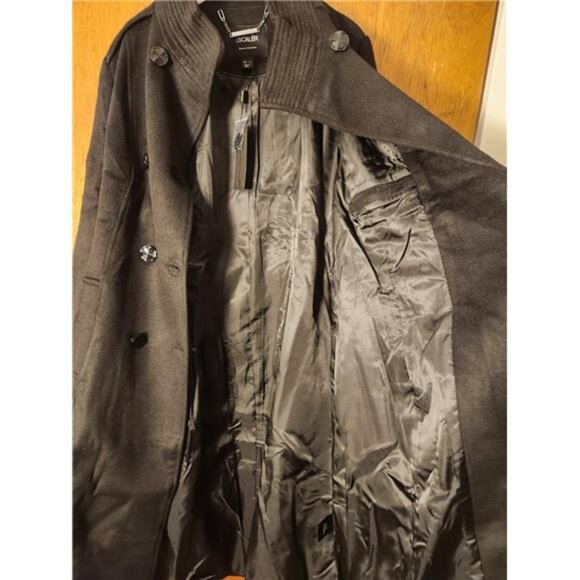 Women's Wool Trench Coat Winter Double-Breasted Jacket with Belts - Picture 8 of 9